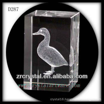 K9 3D Laser Etched Duck Inside Crystal Rectangle